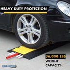 Kable Kontrol Atlas Heavy Duty Cable Protector Ramp - 5 Channel Bulk Wholesale Pallet - 10 Pcs - 36" Long Black & Yellow - 36,000 Lbs Capacity - Rubber Speed Bump Wire Protector Cord Cover - CP9988