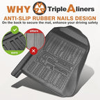 TripleAliners Floor Mats Compatible with Ford Ranger 2024-2025 SuperCrew Accessories All Weather Custom Fit 1st & 2nd Row TPE Truck Floor Liners Black