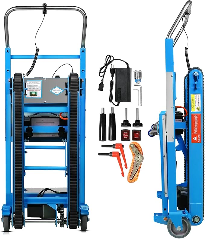 Electric Stair Climbing Dolly, 1250W Electric Stair Climbing Hand Truck, 900lbs Max Load Capacity, 3 Mode Folding Stair Climber Hand Trucks with Telescopic Handle for Moving Furniture (Blue)