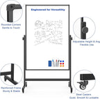 Rolling Whiteboard on Wheels, Double-Sided Magnetic Dry Erase Board with Stand, Mobile White Board for Office, Classroom, Home (32" x 48")