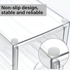 Prsildan Acrylic Drawer Makeup Organizer with 4 Drawers, Set of 2 Office Desk Organizers Accessories, Clear Stackable Storage Drawers for Vanity, Countertop, Craft, Jewelry, Art Supply Organization