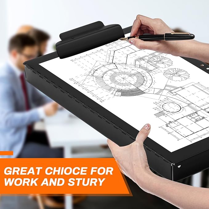 3 Pcs 11 x 17 Inch Aluminum Clipboard with Storage Metal Clipboard High Capacity Clip for Student Teacher Nurse, Black