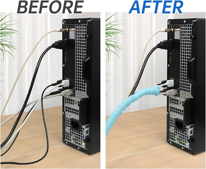 Split Braided Cable Sleeve，Flexible Wire Loom Tubing, Automotive Cord Protector Pet Proof, Cable Management for Computer TV Electric Wires Harness 16ft (Sky Blue, 13mm（1/2")
