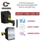 Crowd Control Warehouse - CCW Series WMB-220 Magnetic Wall Mount Retractable Belt Barrier - 15 Foot, Red with"Danger - Keep Out" White Letters Belt with Black ABS Case
