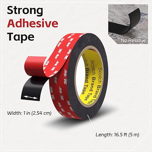 Double Sided Tape Heavy Duty, 1 in x 16.5 ft, Strong Adhesive Waterproof Mounting Tape for Car, Walls, LED Strip Light, Home & Office Décor