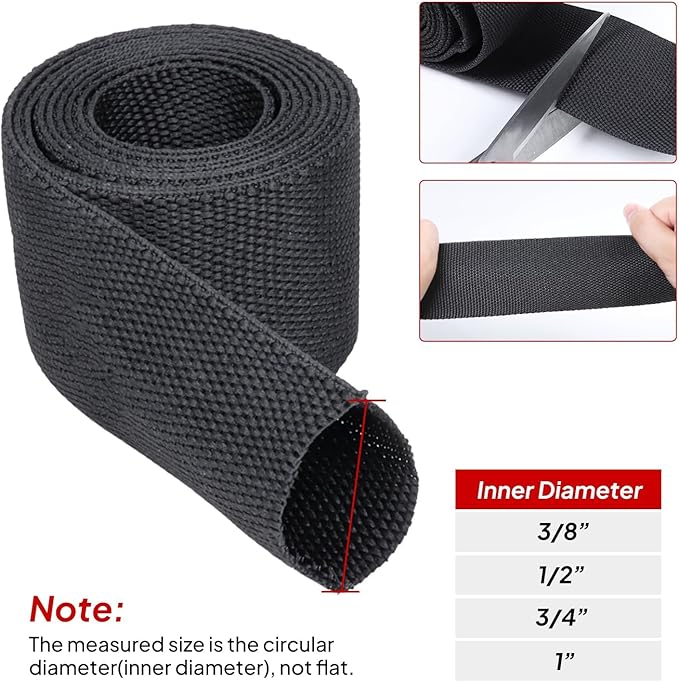 2 to 1 Heat Shrink Braided Sleeving 1/2" - 24 feet Pliable Shrinkable Fabric Sleeve for Protection Automotive/Electronics Cable/Wire/Hose/Harness