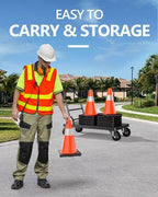 (4 Pack) BATTIFE Traffic Cones 18 Inch with Black Weighted Base, PVC Orange Cone for Traffic Control,Construction Events, Driveway Road Parking Lot