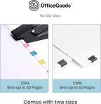 OfficeGoods No Slip Clip Refills - Binds Up to 50 Pages - Reusable - Works with No Slip Clip Dispenser - 50 ct Box Each Small & Large - 100 ct Total - Black