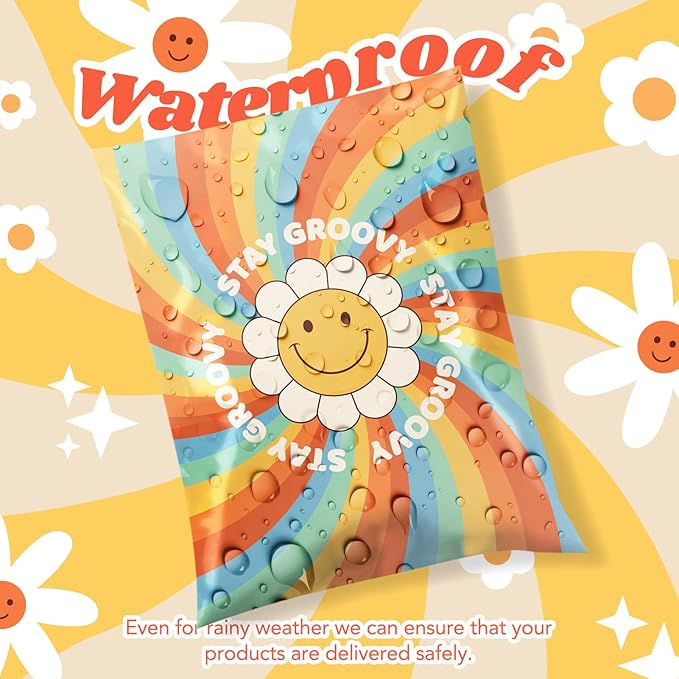 Metronic Poly Mailers 14.5x19 Inch 50pcs Shipping Bags for Clothes,Self Adhesive Shipping Envelopes for Small Business,Waterproof Mailers Poly Bags for Shipping,Packaging Mailing Bags Rainbow Smile
