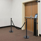 8 Packs Stanchion Posts Black Stainless Steel Stanchion Post Queue 5 ft Black Velvet Rope Red Carpet Ropes and Poles Crowd Control Barriers with Fillable Base for Theaters Wedding Exhibition