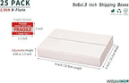 9x6x1.3 inch Shipping Boxes, Easy-Fold Multi-Depth DVD Mailer Box with Fragile Stickers for Mailing, Storing, Package, Gifts, Crafts, Business or Home, White, 25 Pack