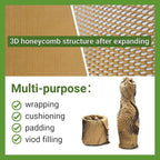 Dish Packing Kit Moving Supplies 15" x660' Honeycomb Wrapping Paper, Large Recyclable Expandable Bubble Cushion Wrap Roll Packing Material for Fragile Items Breakables Plate Glassware Bottle, 80GSM