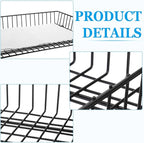 Hicarer 2 Pcs Metal Paper Tray 11 x 17 Inch Iron Wire Grid Desk File Document Letter Tray 11 x 17 Paper Desk Organizer Wide Entry Basket for Office Home (Black)