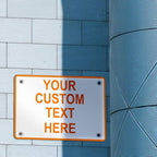 Aluminum Weatherproof Metal Sign Multiple Sizes Custom Personalized Text Here White Orange Warning Horizontal Street Signs 14x10Inches
