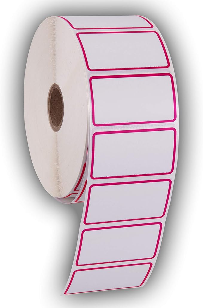 2.25" X 1.25" Direct Thermal Perforated Stickers Labels for Barcodes, Address, Consignment - Compatible with Zebra, Rollo, Godex and More (RED Border, 12 Rolls)