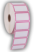 2.25" X 1.25" Direct Thermal Perforated Stickers Labels for Barcodes, Address, Consignment - Compatible with Zebra, Rollo, Godex and More (RED Border, 12 Rolls)