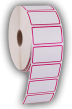 2.25" X 1.25" Direct Thermal Perforated Stickers Labels for Barcodes, Address, Consignment - Compatible with Zebra, Rollo, Godex and More (RED Border, 12 Rolls)