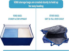 VENO 10 Pack Moving Bags and Large Christmas Decoration Storage Bins with lids. Alternative to Moving Boxes, Packing Supplies for College. Heavy Duty Totes (Blue, 10 Pack)