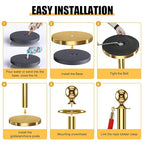 kaiyomi 8Pcs Stanchions with Red Velvet Ropes Set, 5 Feet Velvet Ropes and Posts Poles for Red Carpet Party Decoration and 360° Photo Booth (Golden)