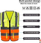 A-SAFETY orange and yellow construction worker vest