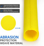 Split Braided Cable Sleeve，Flexible Wire Loom Tubing, Automotive Cord Protector Pet Proof, Cable Management for Computer TV Electric Wires Harness 16ft (Yellow, 19mm（3/4")