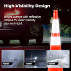 8 Pack 36 Inch Orange Reflective Traffic Cones, Large Black Base Safety Cones for Highway Construction, Crowd Control and Night Visibility (8, Orange, 36 Inch)