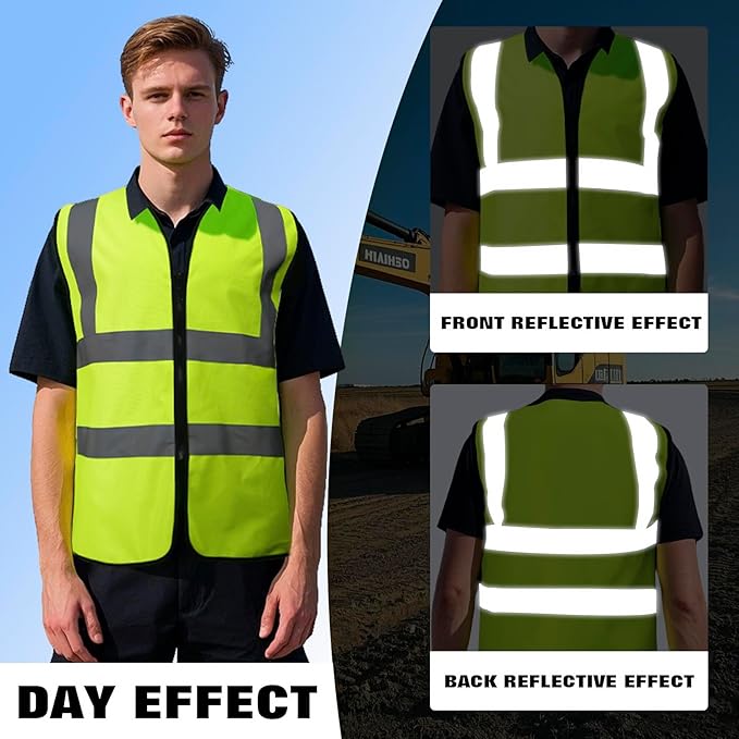 BeautyWill 10/20 Pack Custom Logo Safety Vest,Bulk High Visibility Class 2 Reflective Work Vests