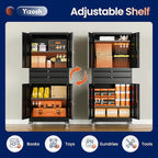 Yizosh Metal Garage Storage Cabinet with Locking Doors and Adjustable Shelves, 74" Rolling Tool Storage Cabinet with 4 Wheels and 2 Drawer for Garage,Warehouse