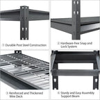 The Atlas 72" W Heavy Duty Garage Shelving Load 8000 Lbs, 4 Tier Metal Storage Shelves, Adjustable Industrial Steel Rack for Warehouse Basement Shop, 72" W x 24" D x 72" H, Grey
