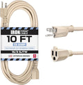 Iron Forge Cable Weatherproof 10 Ft Outdoor Extension Cord - 16/3 SJTW Heavy Duty Light Brown Extension Cord 3 Prong - 13 Amp Exterior Power Cable
