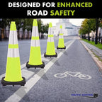 190 Pack 28" Inch Lime Traffic Safety Cones with Dual Reflective Collars - High Visibility Industrial Pylons Traffic Cones for Road, Parking Lots, Driving, Construction