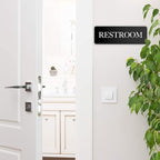 Restroom Sign - Ideal Bathroom Signs for the Office, Business or Home - 1 Pack - 9" by 3" - Apply to Door or Wall - Nice Bathroom Decor - Strong Double-Sided Adhesives