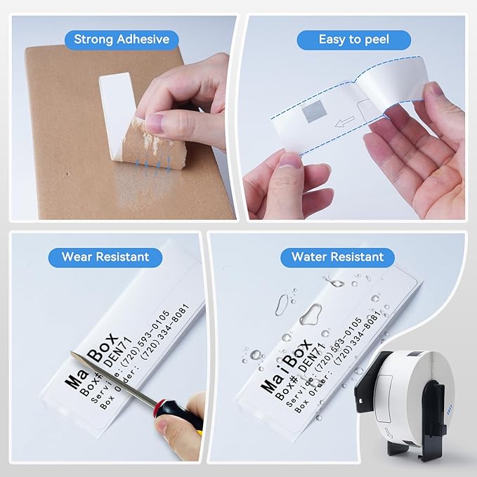 Suminey - Compatible Address Labels Replacement for Brother DK-1201 (1.1 in x 3.5 in), Use with Brother QL Label Printers [10 Rolls/4000 Labels + 1 Frame]
