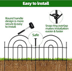 Decorative Garden Fence, 15 Panels No Dig Fence 21.25ft(L) x13in(H) Animal Barrier for Dog Rabbit, Arched Flower Bed Wire Border Rustproof Metal Panel Fencing for Yard Patio Outdoor Decor