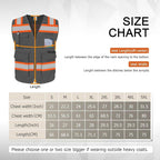 TCCFCCT Reflective Safety Vest 5 Pockets Mesh High Visibility Vest for Men Women, Hi Vis Construction Work Vest with Fluorescent Orange Edge, Durable with Reinforced Sewing, Meet ANSI/ISEA, DW-Grey, XL