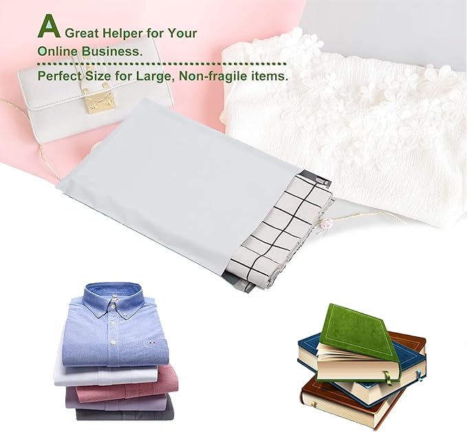 OausTect White Poly Mailers 10X13 inches,100 Pack Shipping Bags with Strong Self-sealing Adhesive Waterproof and Tear Proof for Clothing,Books