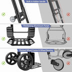 KEDSUM 4-in-1 Convertible Hand Truck Dolly with Folding Crate, 600LBS Heavy Duty Dolly Cart with Wheels, Adjustable Handle & Caster Wheels, Shopping Cart for Groceries, Packages, Collapsible