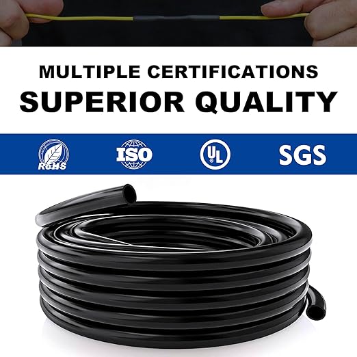 3/4" Heat Shrink Tubing, 32.8 Ft Roll Industry Marine Grade 3:1 Shrink Ratio Shrink tubing, Adhesive Lined Heat Shrink Tube, 19.1mm Waterproof Shrink Tube for Wires Home Marine Automotive-Black