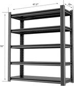 Heavy Duty Metal Storage Shelf, 5 Tier Industrial Shelving Unit - Garage Shelving, Utility Shelf, Metal Storage Rack Shelving, Durable Garage Shelf Organizer 18" D x48 W x78 H