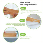 ANTOWIN Bamboo Drawer Dividers Organizers, Drawer Separators Splitter,13-17 inches Long Adjustable Spring-loaded Organizer for Large Utensil, Clothes, Tools Drawers (4+3)