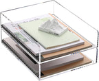 Paper Organizer Letter Tray, Clear Acrylic Paper Tray, School Teacher Office Supplies Organization, Stackable Desk File Organizer, Classroom Decor and Accessories-2 Pack…