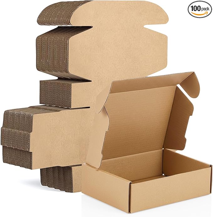 100-Pcs Small Shipping Boxes - 3 Layer Corrugated Cardboard Brown Mailer Boxes for Gift Packaging, Small Business Supplies, Bulk Gift Box(5.91 x 3.94 x 1.57 Inches)