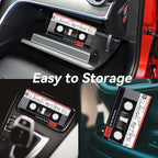 Car Registration and Insurance Holder, Leather Car Glove Box Organizer, Cool Car Accessories for ID, Driver's License Cards & Essential Document, business cards, Men&Women, Retro Audio Cassette