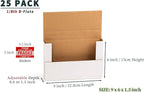 9x6x1.3 inch Small Shipping Boxes, Multi-Depth Flat Cardboard Boxes with Fragile Stickers for DVD Shipping, Packing, Moving, Storage, White, 25 Pack