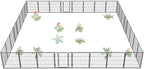 FXW Garden Fence Outdoor for The Yard – 32in(H) x 72.9ft(L) Heavy Duty Metal Animal Barrier for Dog and Rabbit, Decorative Dog Fence, 32 Panels, Silver