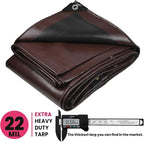 PROTARP Extreme Heavy Duty 22 Mil Tarp Cover, Waterproof, UV Resistant, Rip and Tear Proof, Poly Tarpaulin with Reinforced Edges for Roof, Camping, Patio, Pool, Boat. (Brown/Black 40′ X 50′)