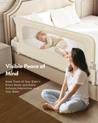 HOMEAL Bed Rail for Toddlers with U-Shape Base - 47"x24" Foldable Baby Bed Rail Guard for King Queen Full Twin Size Bed, Beige, 1 Pack