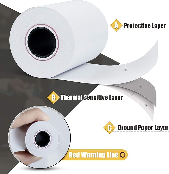 Azure Zone, Thermal Paper Rolls 2-1/4 X 50ft, 50 Rolls, Fits Most POS Machines and Cash Registers, Great for Businesses and Sales