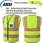 Reflective Mesh Safety Vest for Men Women with 5 Pockets and Zipper Front High Visibility Mesh Vest Hi Vis Construction Work Vest,Meets ANSI/ISEA Standards(EK175-Yellow-S)