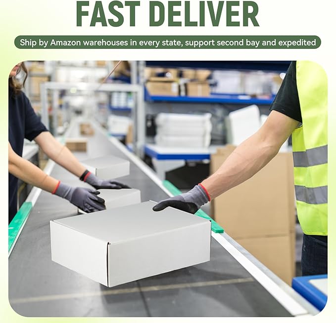 13"x10"x2" Shipping Boxes Set of 5, White Corrugated Cardboard Box Literature Mailer